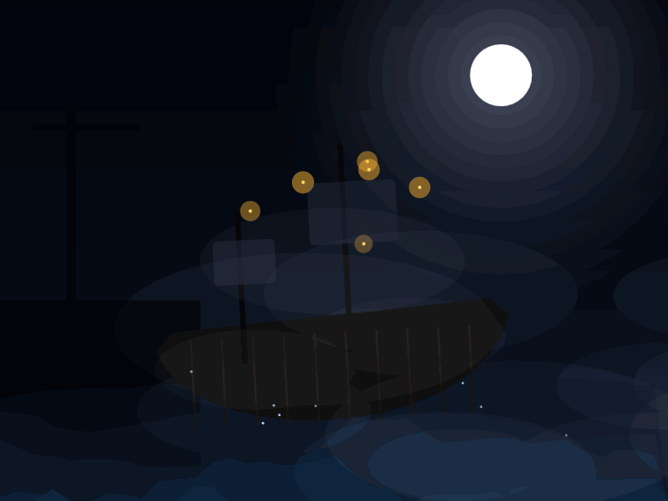 Shipyard in Moon Night