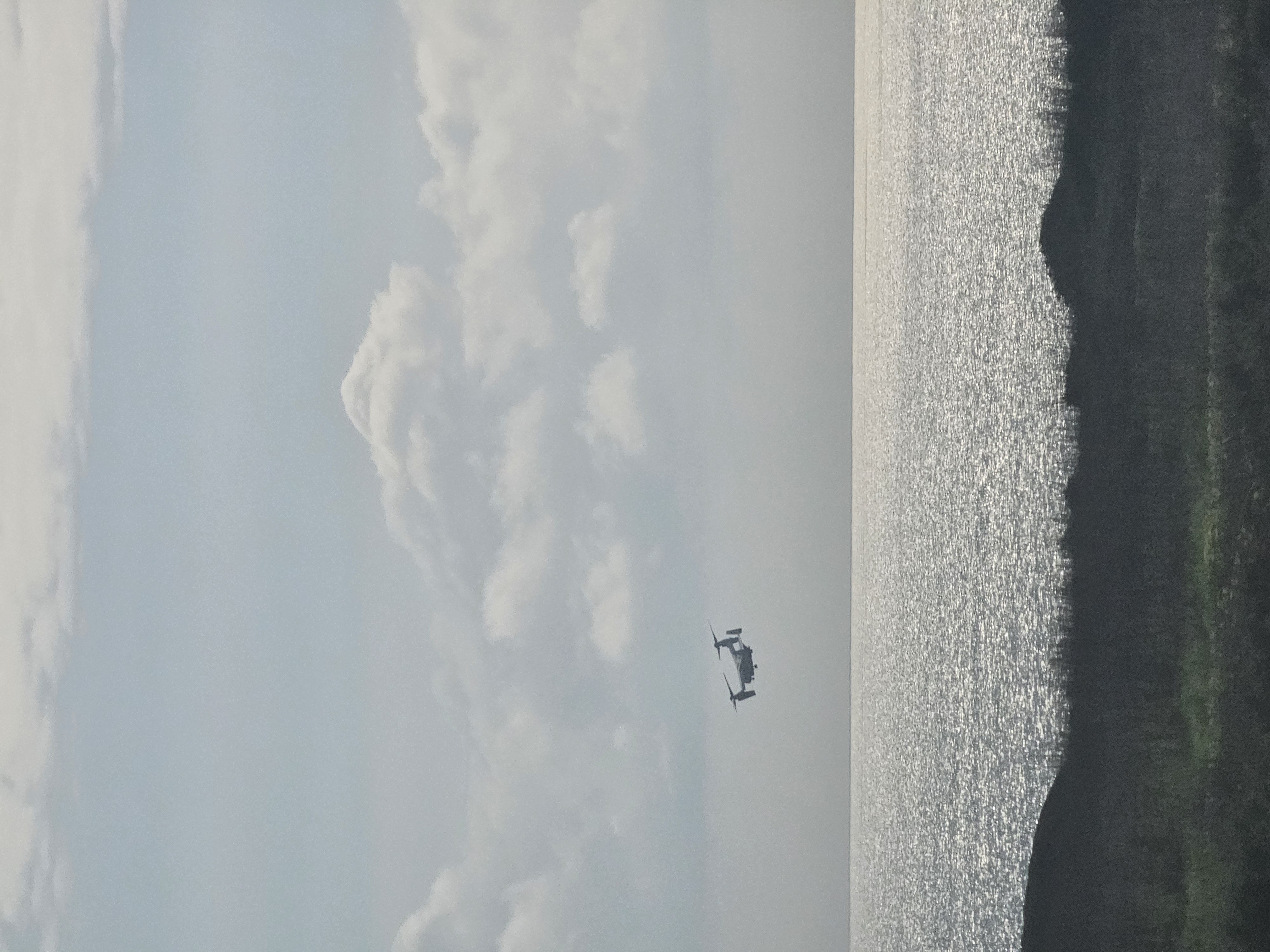 Ocean view with military drone